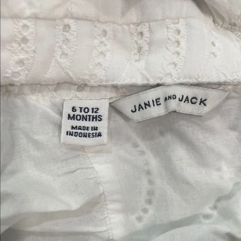 Janie and Jack Eyelet Ruffle White Romper 6-12 Months